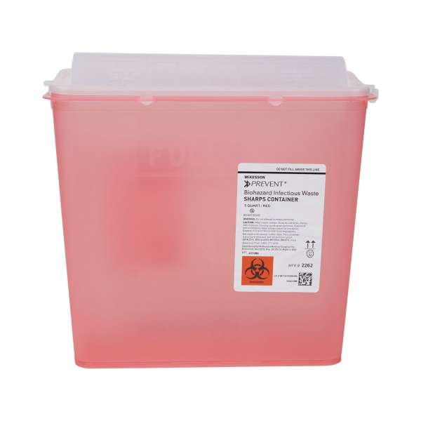 McKesson Preventu00ae Red Sharps Container, 1.25 Gallon, 10.75 x 10.5 x 4.75 Inch Product Image