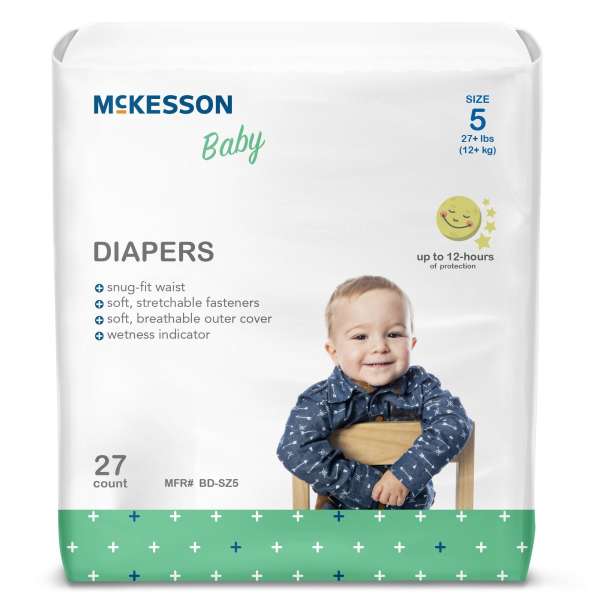 McKesson Baby Diaper, Size 5 for Toddlers weighing 27+ lbs. Product Image