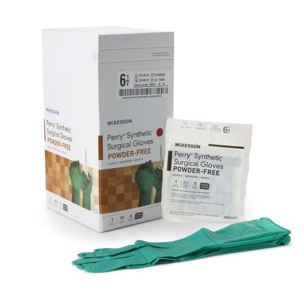 McKesson Perryu00ae Performance Plus Polychloroprene Surgical Glove, Size 6.5, Green Product Image