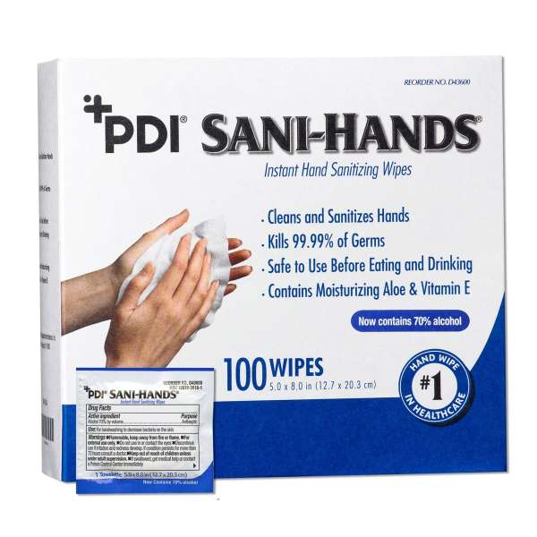 Sani-Handsu00ae Hand Sanitizing Wipes, Ethyl Alcohol, Unscented, 5 x 8 Inch Product Image