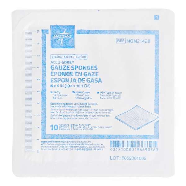 Sterile USP Type VII Gauze Sponge, 4 x 4 Inch, 16-Ply Product Image