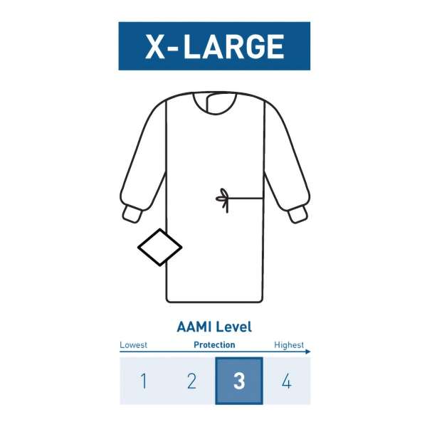 McKesson Nonreinforced Surgical Gown with Towel, Extra Large, Blue Product Image