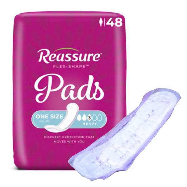 PAD, INCONT HEAVY REASSURE FLEX SHAPE (48/BG 4BG/CS) Product Image