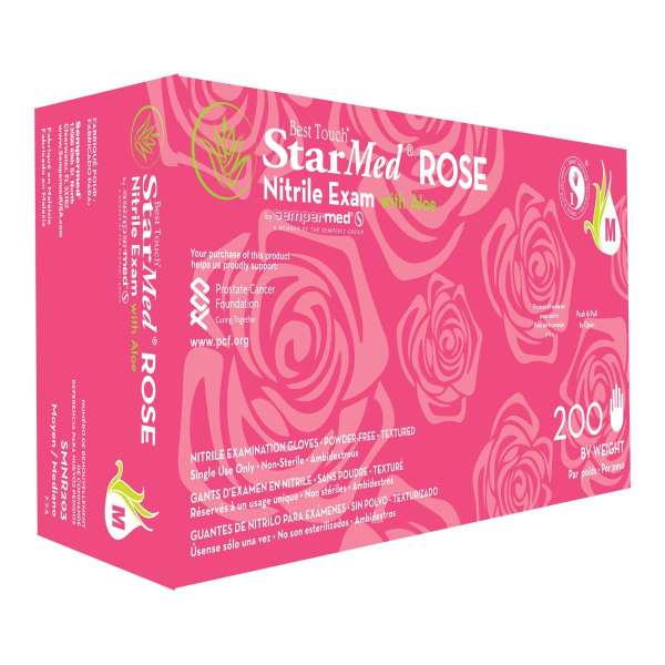 StarMedu00ae Rose Nitrile Exam Glove, Medium, Pink Product Image