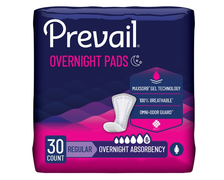 Bladder Control Pad Prevail® Overnight 16 Inch Length Heavy Absorbency Polymer Core One Size Fits Most Product Image