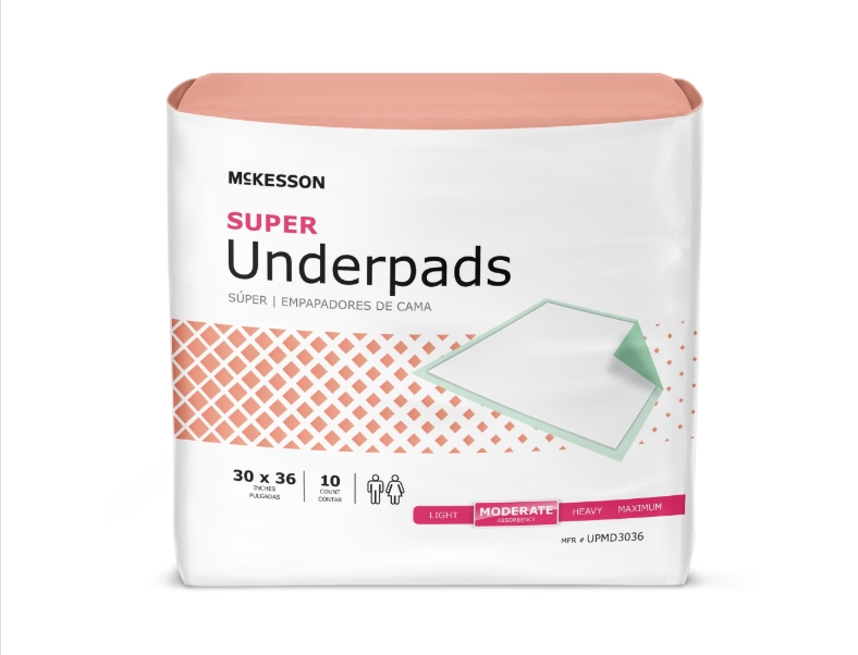 Disposable Underpad McKesson Super 30 X 36 Inch Fluff / Polymer Moderate Absorbency Product Image