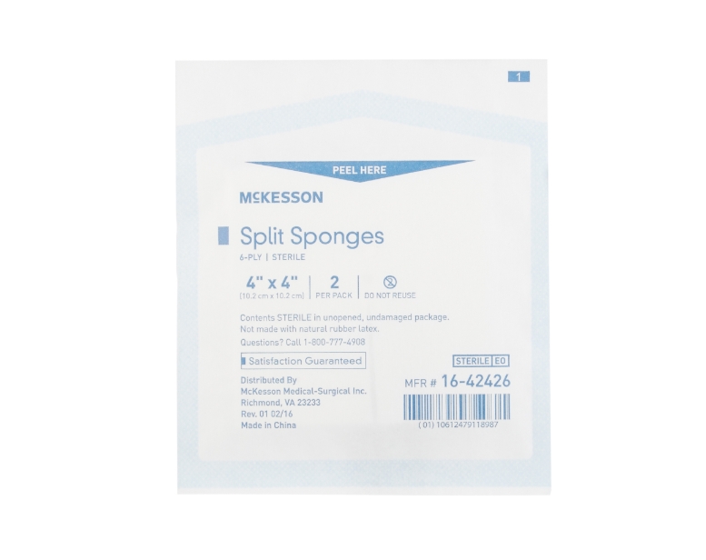Drain Sponge McKesson 4 X 4 Inch 6-Ply Sterile 2 per Pack Product Image