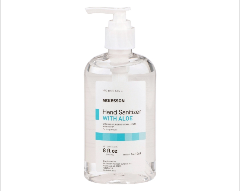 Hand Sanitizer with Aloe McKesson 8 oz. Ethyl Alcohol Gel Pump Bottle Product Image